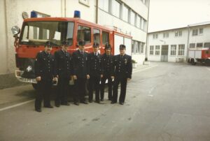 Abholung des neuen LF 8 bei der Firma Ziegler (1987) ©Feuerwehr Bischweier